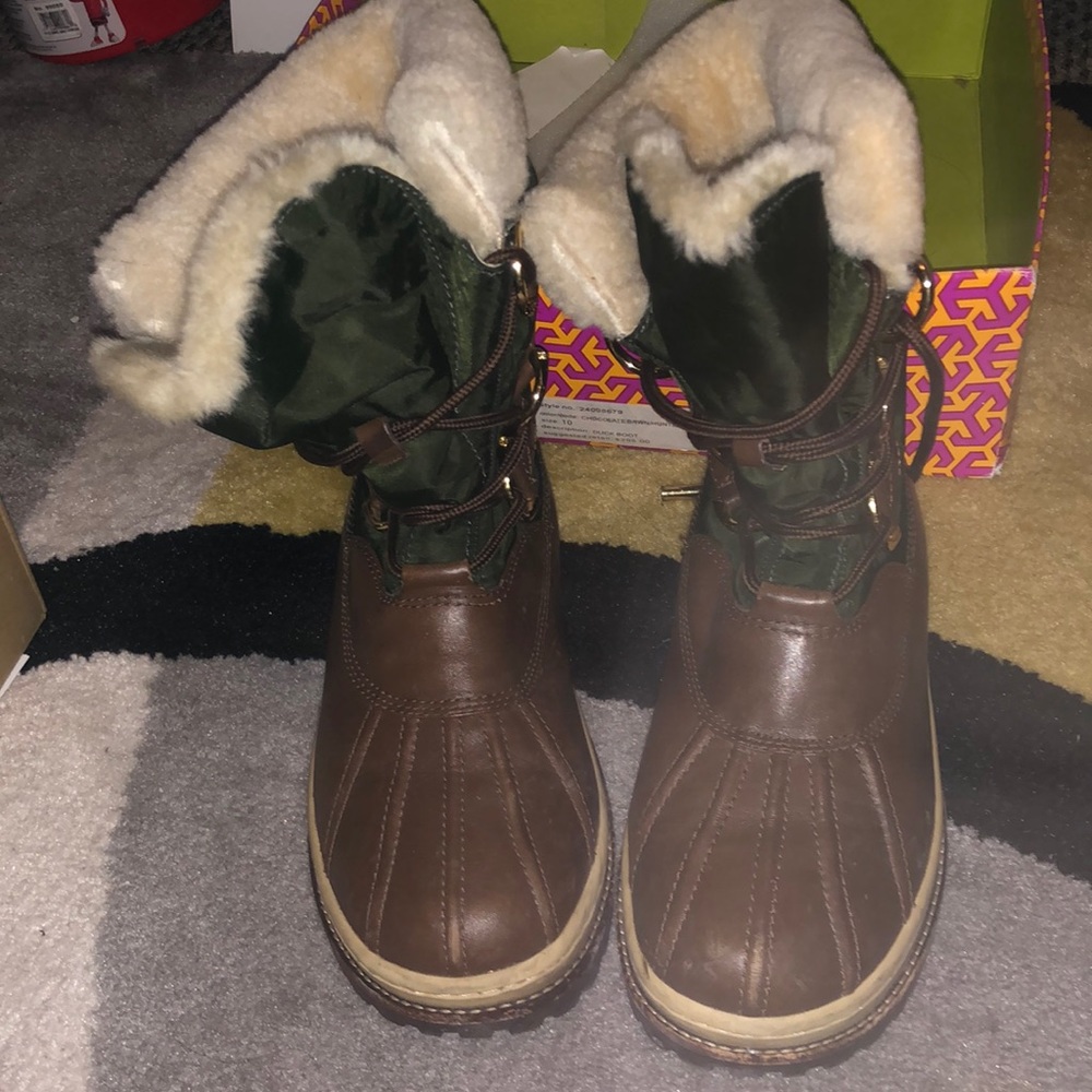 Tory Burch duck boots size 10